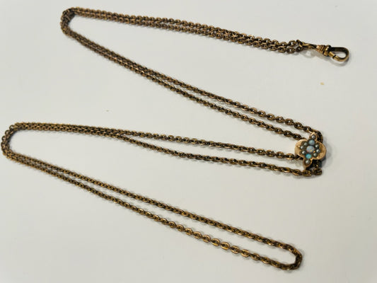 Versatile Gold Filled Victorian Jeweled Pendant Slide Chain Necklace