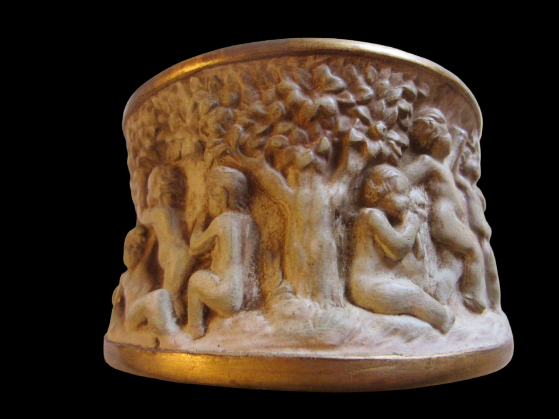 Italy Dini E Cellai Signa Ceramic Bronze Signed Figurative Putti Bowl - Designer Unique Finds 