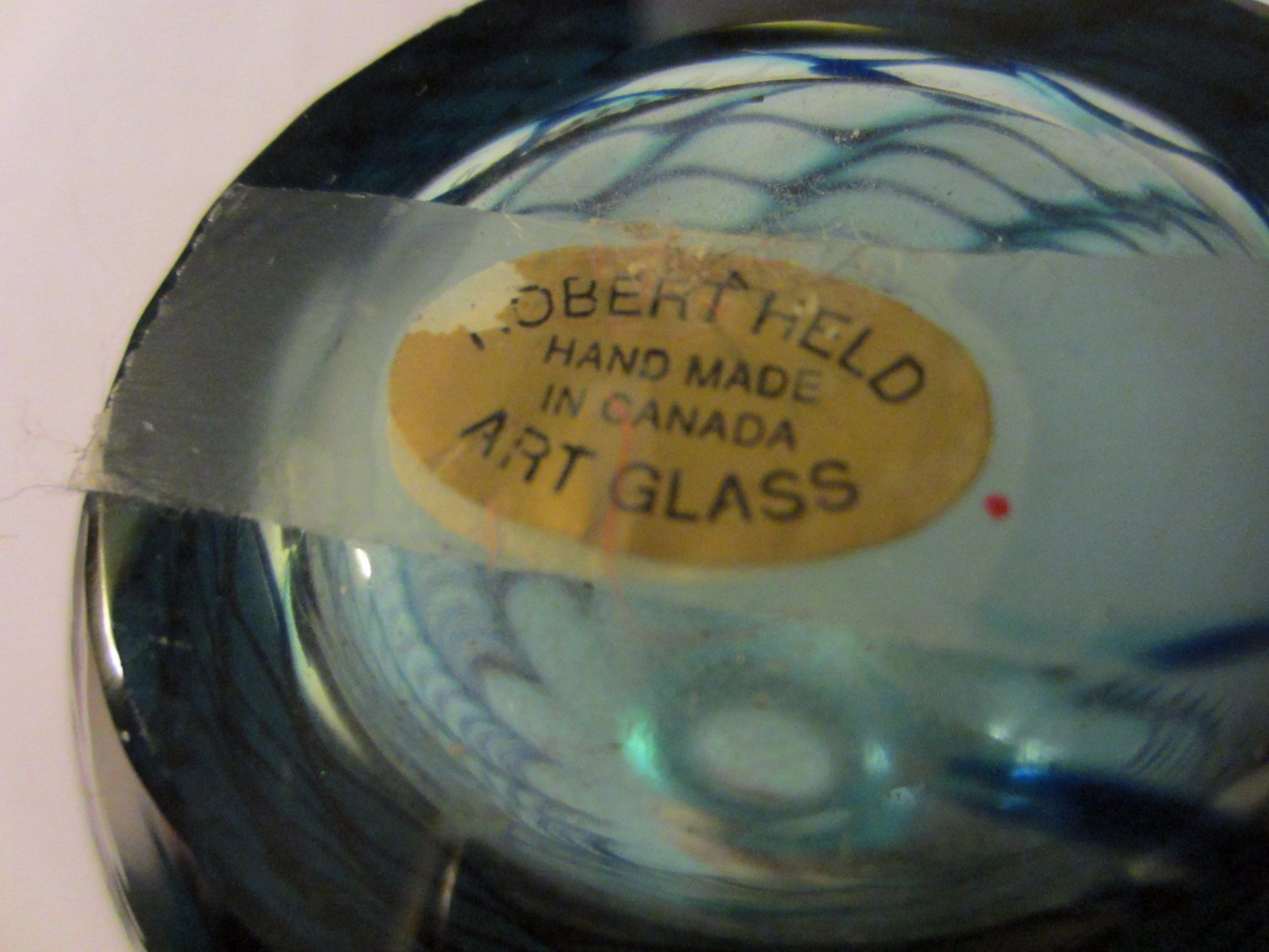 Robert Held Studio Glass Vase Iridescent Blue Signed - Designer Unique Finds 