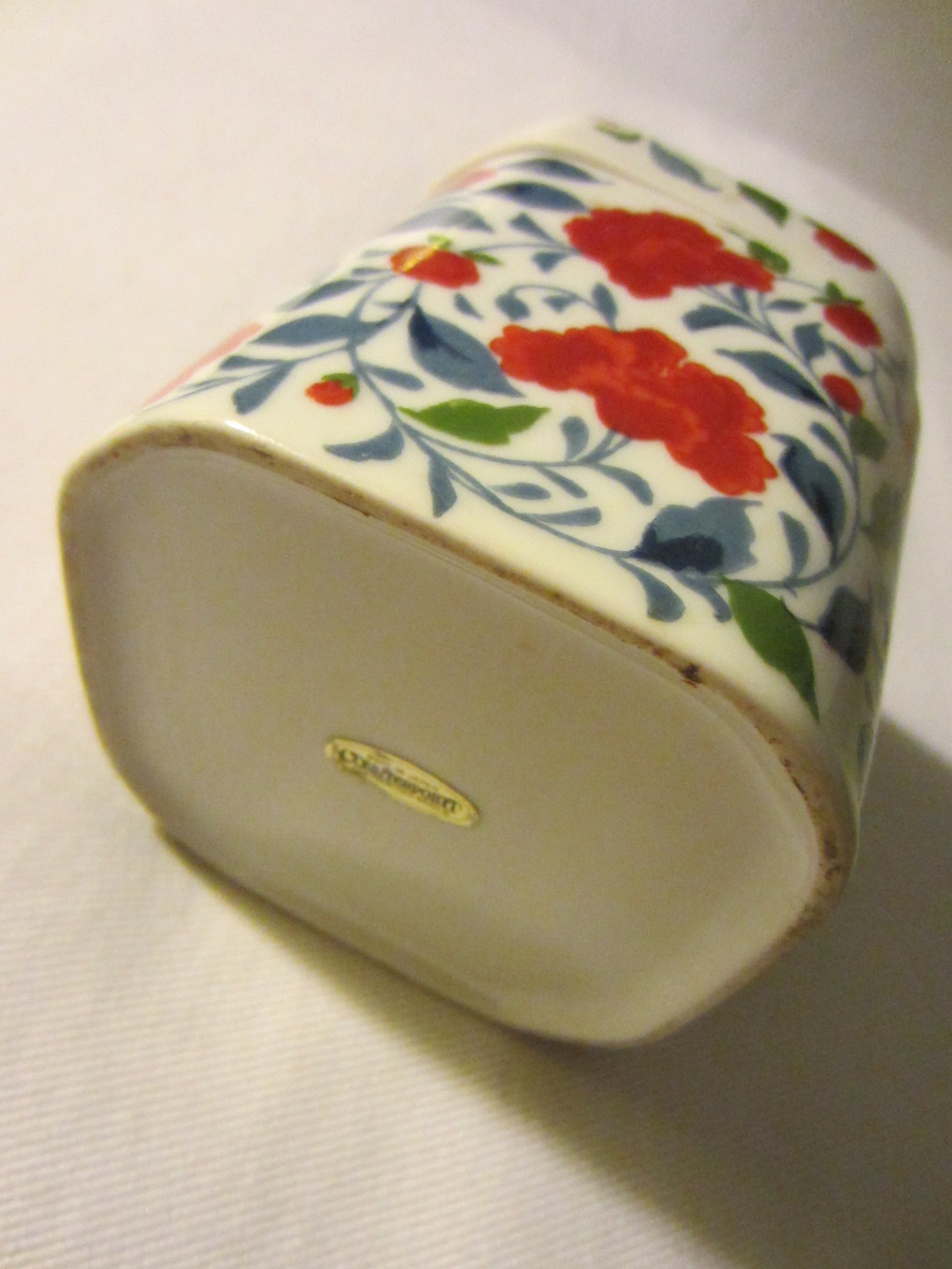 San Francisco Counterpoint Porcelain Tea Caddy Red Clove Flowers - Designer Unique Finds 