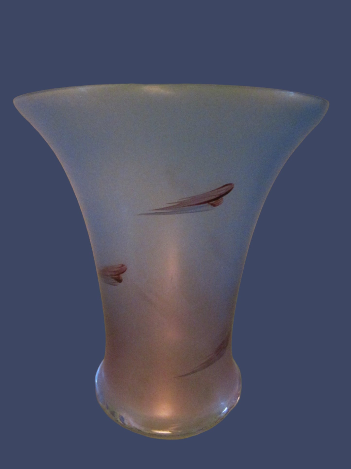 Satin Glass Vase Abstract Feather Blown Signed Ls Al - Designer Unique Finds 