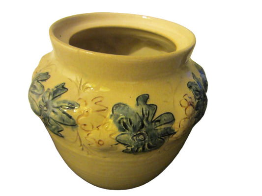 Ceramic Signature Vase Decorated Blue Flowers