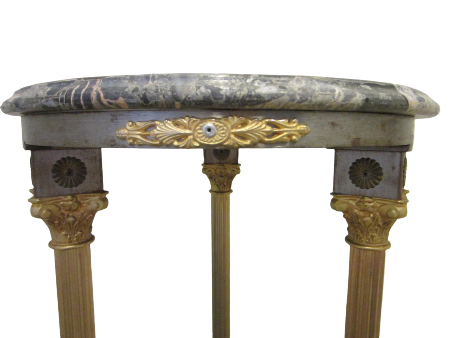 Georgian Tripod Stand Partial Gilt Bronze English Paw Stone Top Pedestal - Designer Unique Finds 