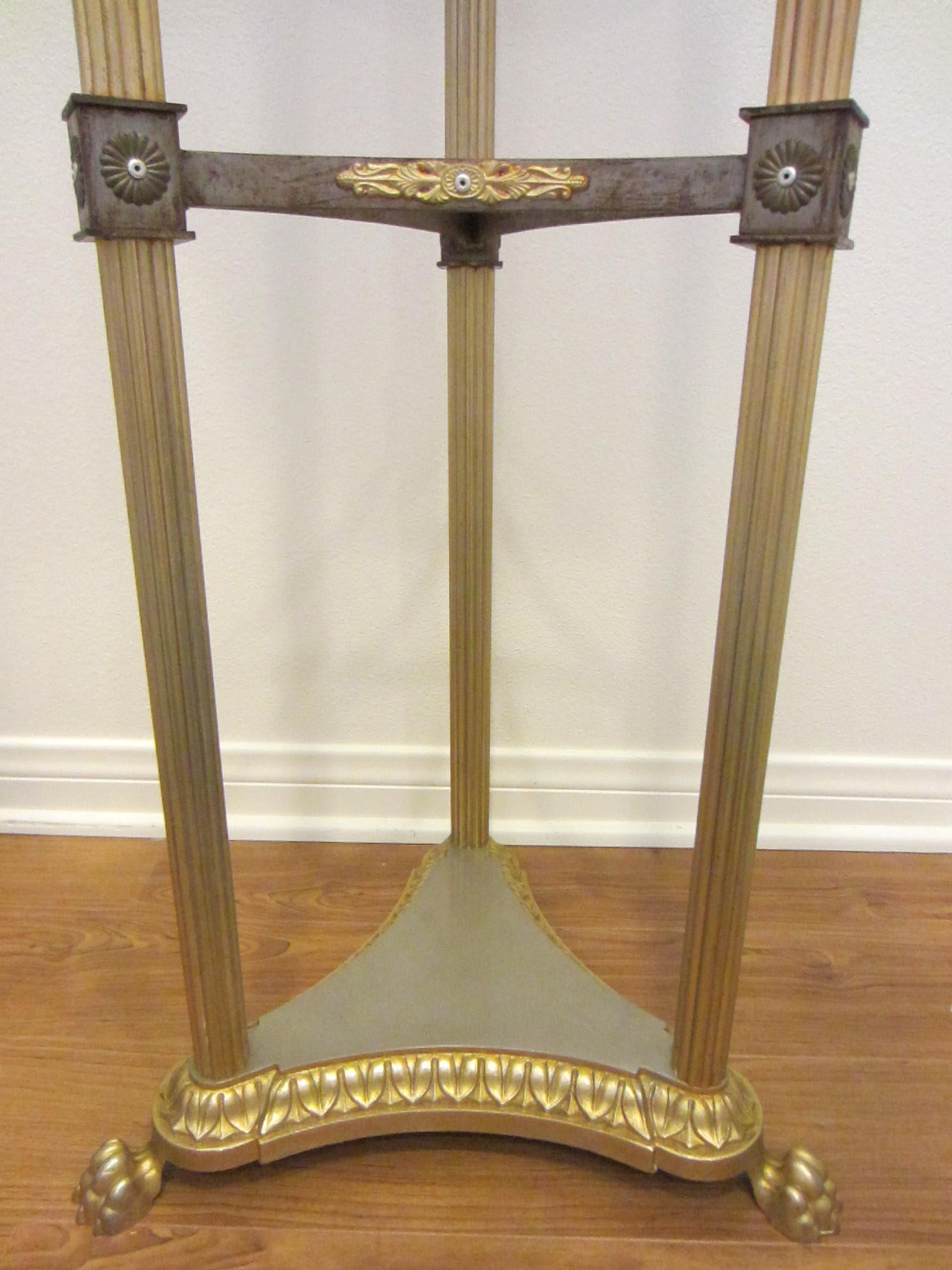 Georgian Tripod Stand Partial Gilt Bronze English Paw Stone Top Pedestal - Designer Unique Finds 