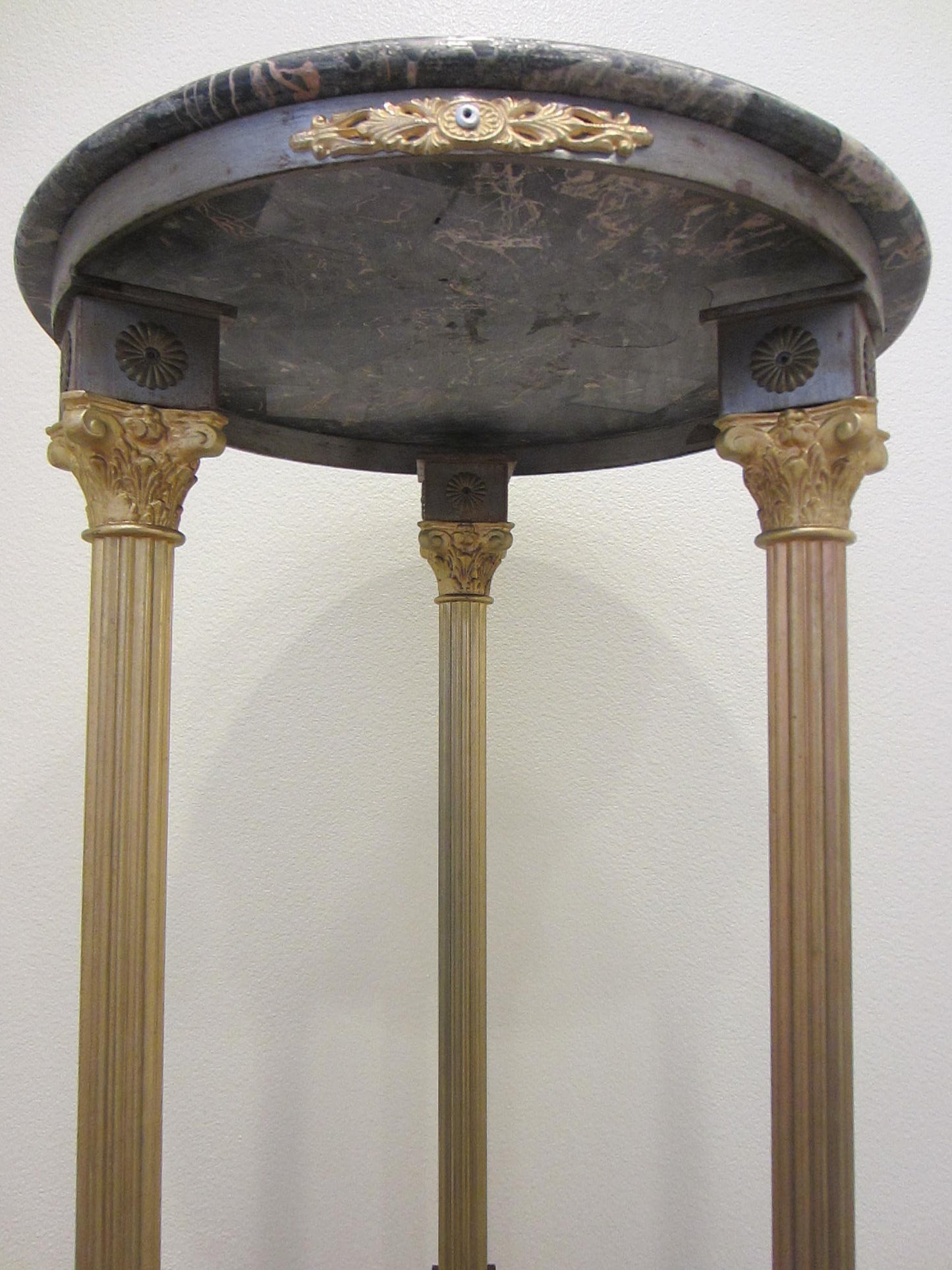 Georgian Tripod Stand Partial Gilt Bronze English Paw Stone Top Pedestal - Designer Unique Finds 