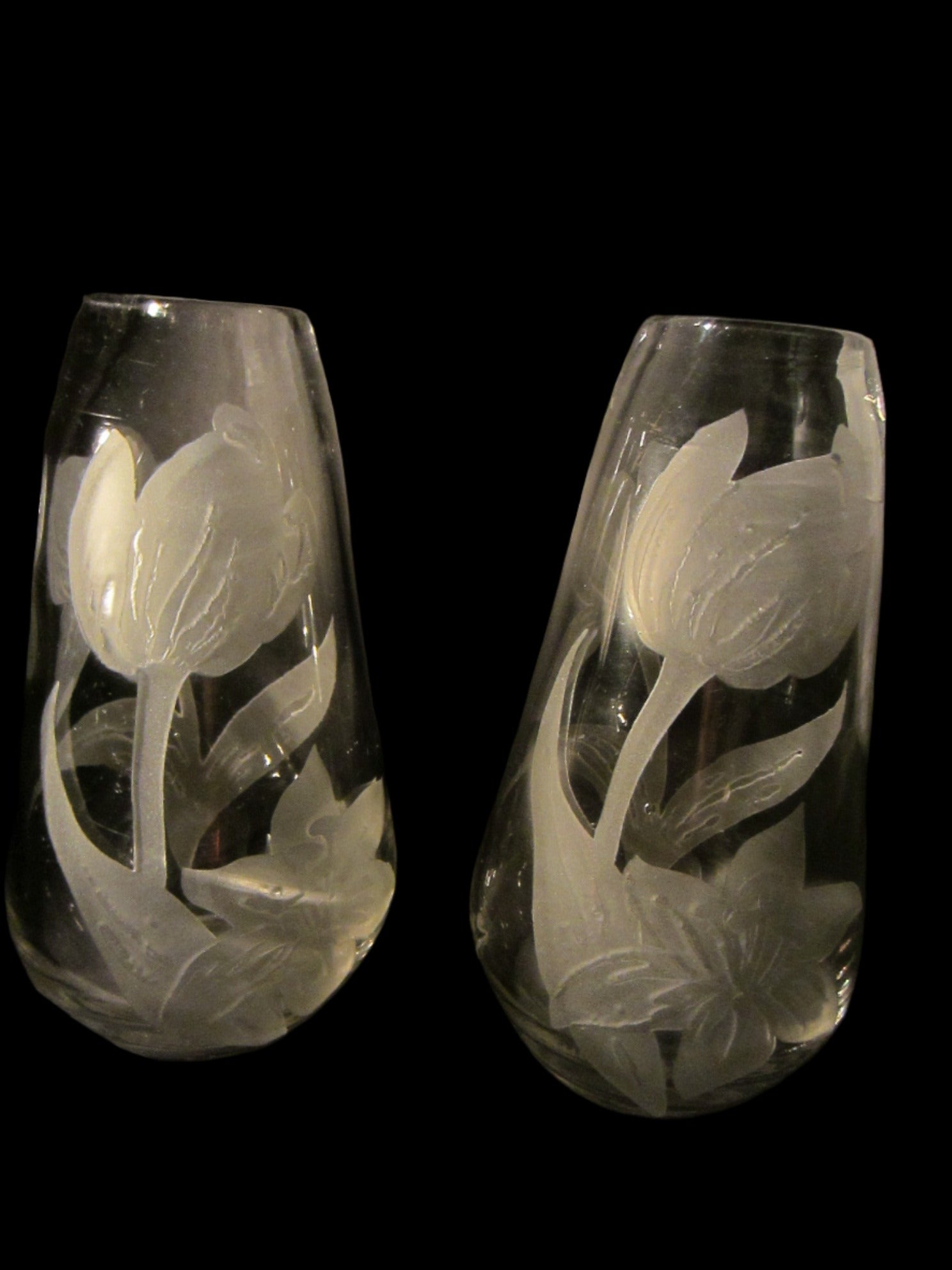 Legras France Cameo Frost Tulips Glass Vases - Designer Unique Finds 
 - 1