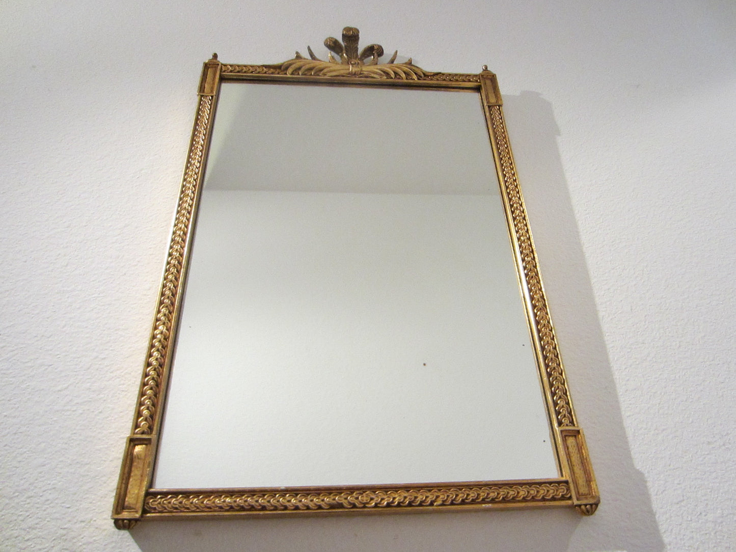 Rococo Style Gold Leaf Crown Crest Wall Mirror