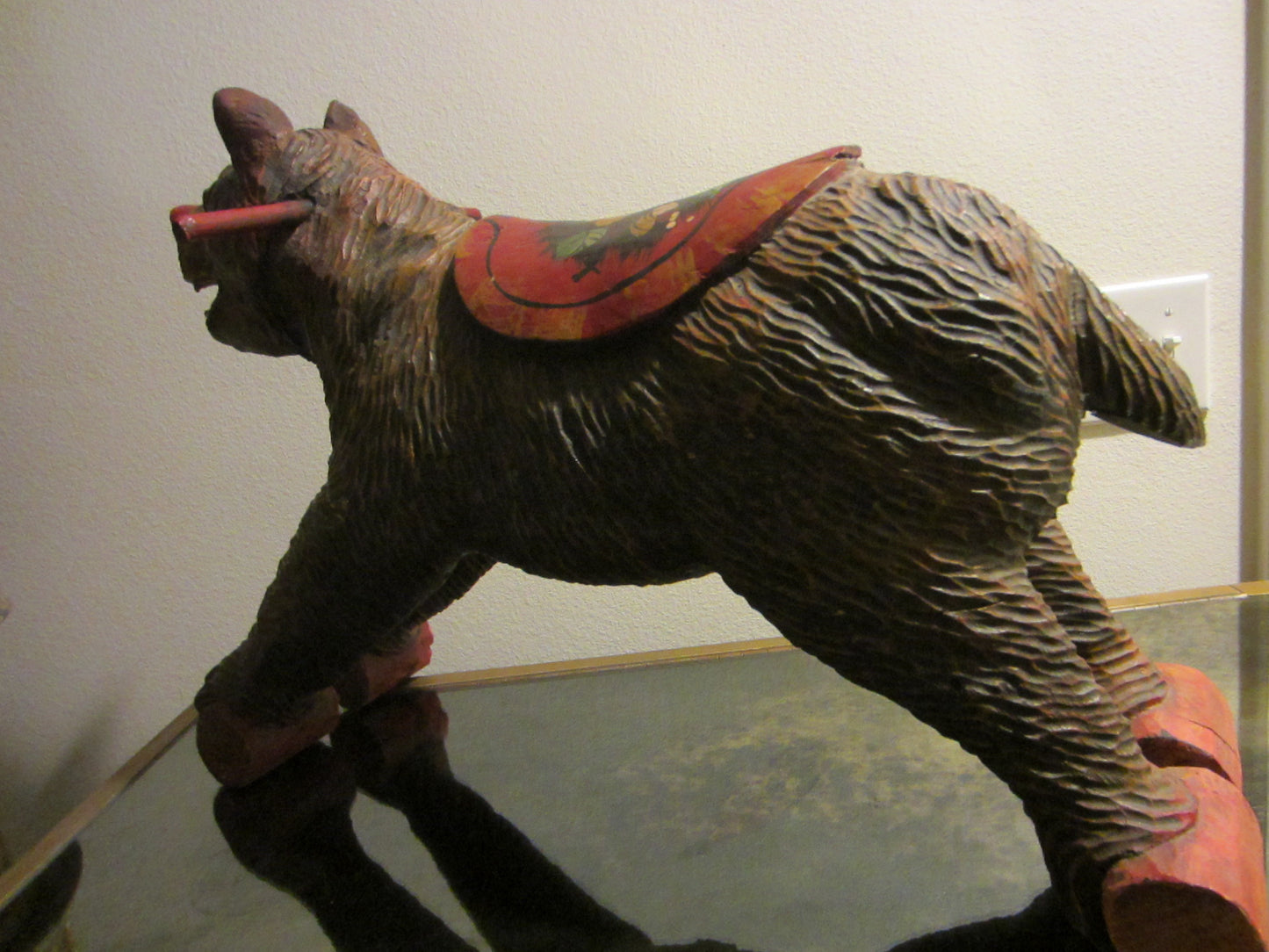 Black Forest Wood Carving Boar Toy Sculpture Hand Painted Floral Decoration - Designer Unique Finds 
 - 1