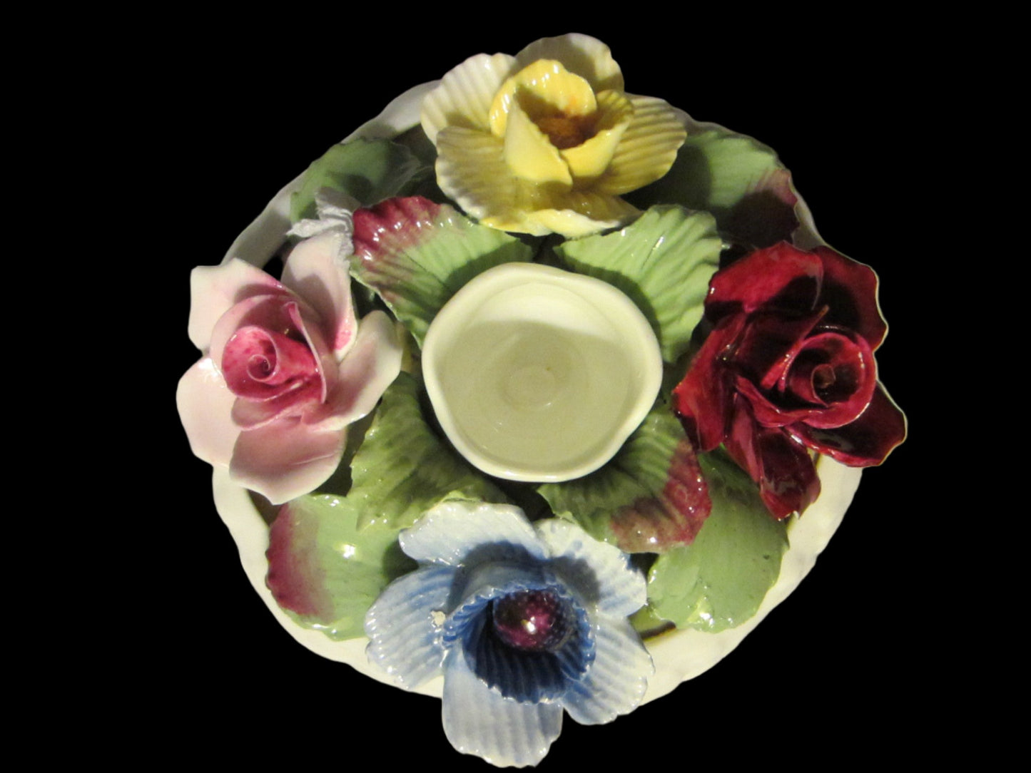 Aynsley England Fine Bone China Candle Holder With Roses - Designer Unique Finds 
 - 4