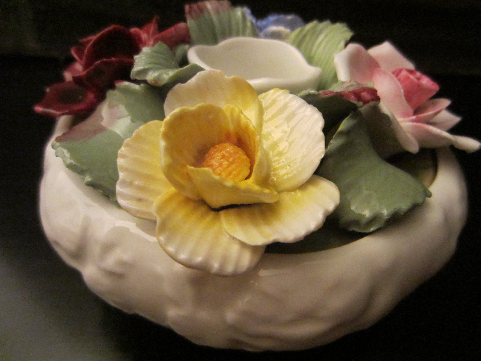 Aynsley England Fine Bone China Candle Holder With Roses - Designer Unique Finds 
 - 1