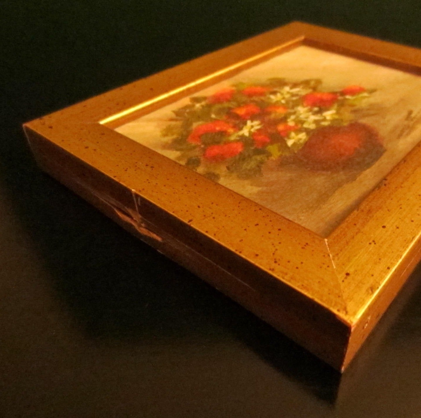 Still Life Flowers Oil On Board Gilt Wood Deco Frame - Designer Unique Finds 