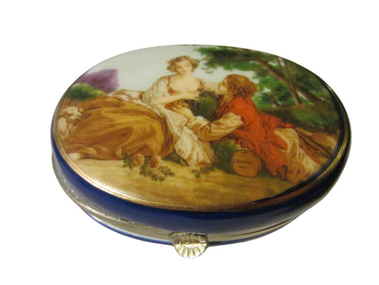 Attribute F Boucher Rococo Romantic Signed Porcelain Silver Box