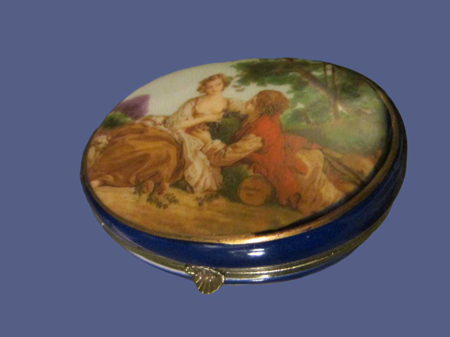 F Boucher Rococo Romantic Signed Ceramic Box Silver Hardware - Designer Unique Finds 
 - 3