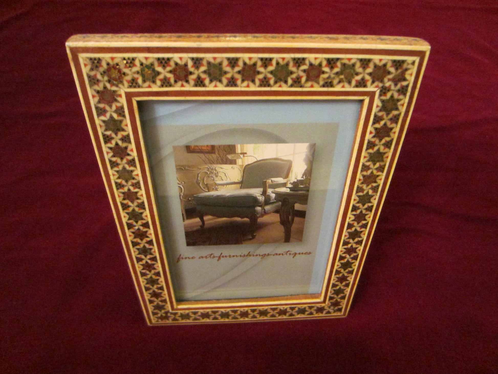 Persian Inlaid Marquetry Khatam Picture Frame - Designer Unique Finds 