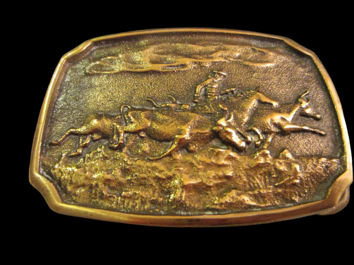 Solid Brass American Cowboy Equestrian Belt Buckle - Designer Unique Finds 