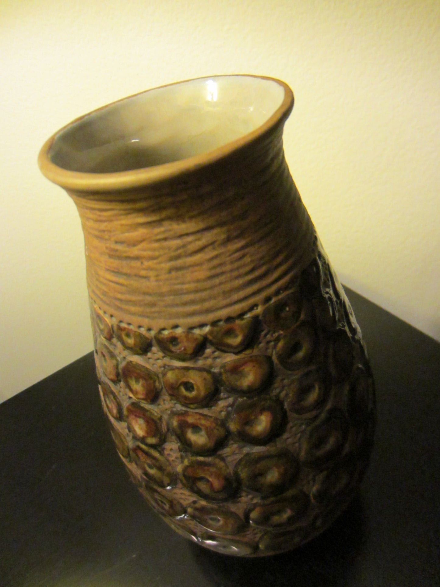 American Ceramic Vessel Geometric Glaze Marked 367 USA - Designer Unique Finds 