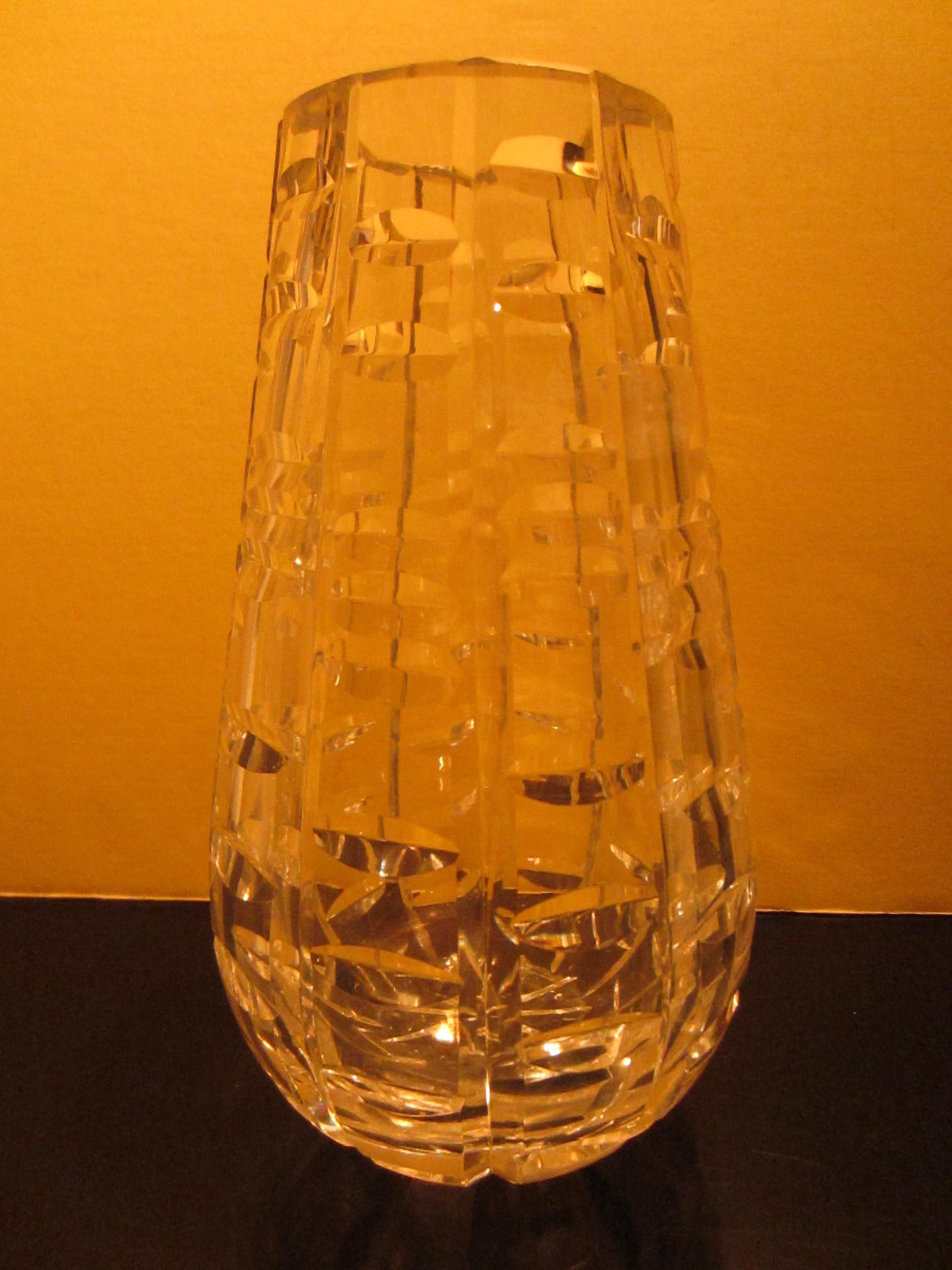 Waterford Crystal Vase Hand Cut Geometric Signed - Designer Unique Finds 