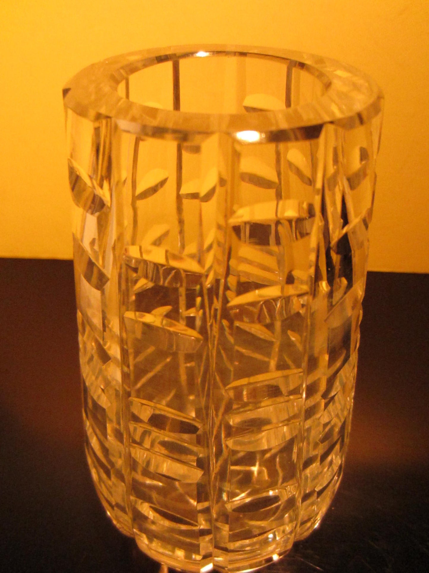 Waterford Crystal Vase Hand Cut Geometric Signed - Designer Unique Finds 