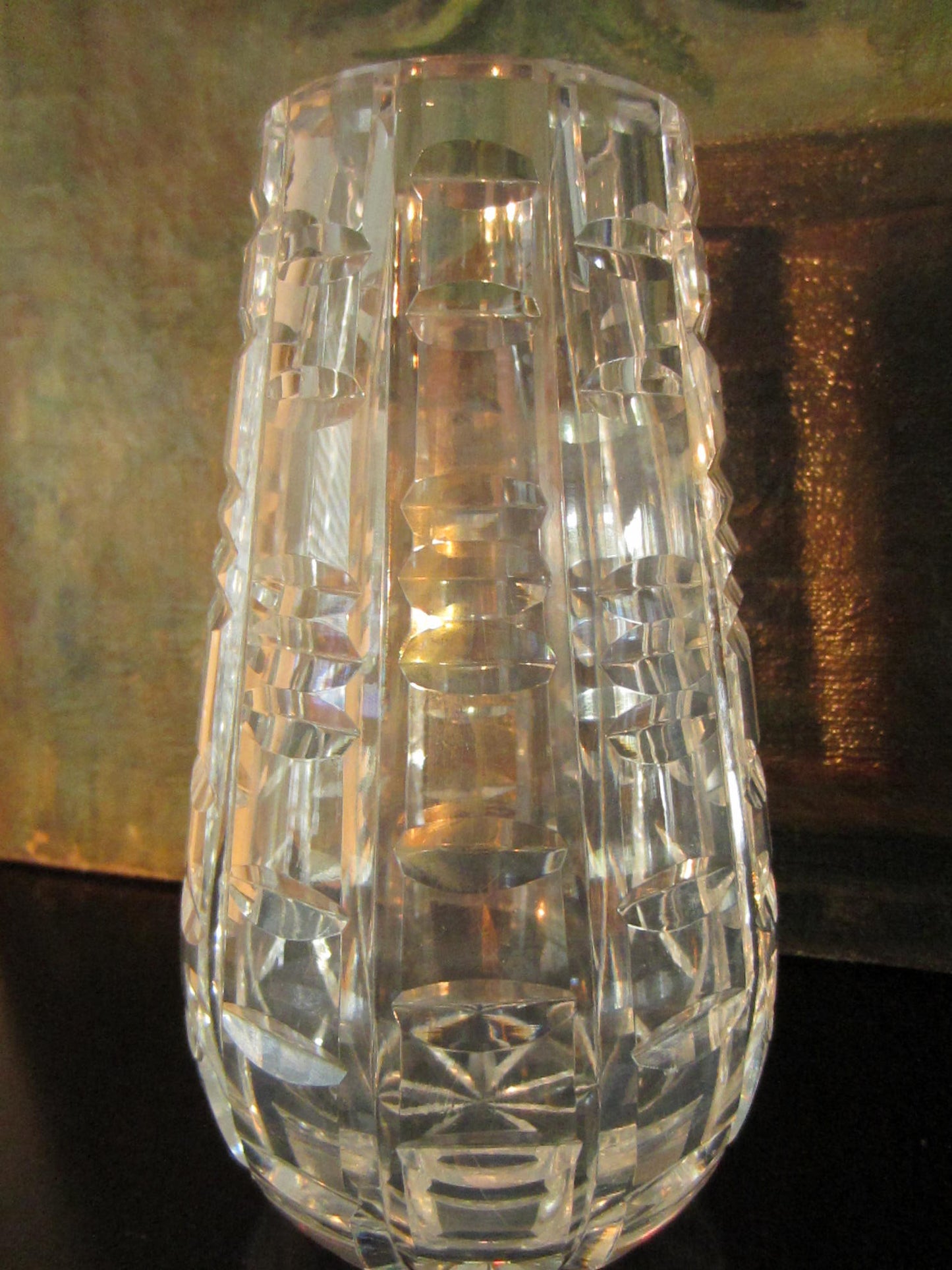 Waterford Crystal Vase Hand Cut Geometric Signed - Designer Unique Finds 