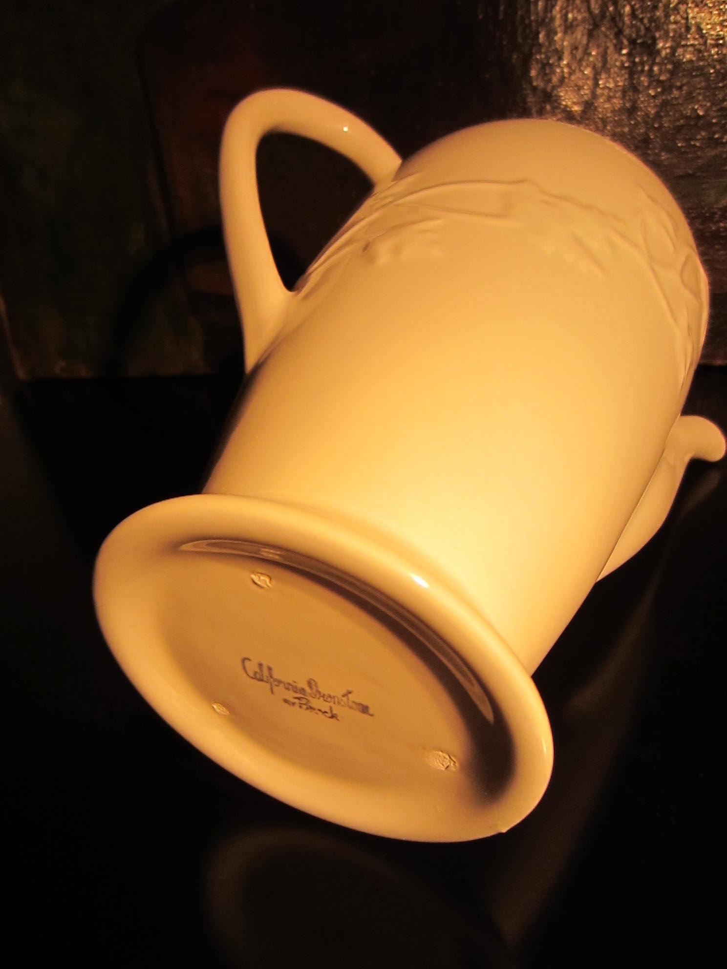 California Ironstone White Teapot hotsell Coffeepot Chocolate Pot By Brock Floral Relief Marked