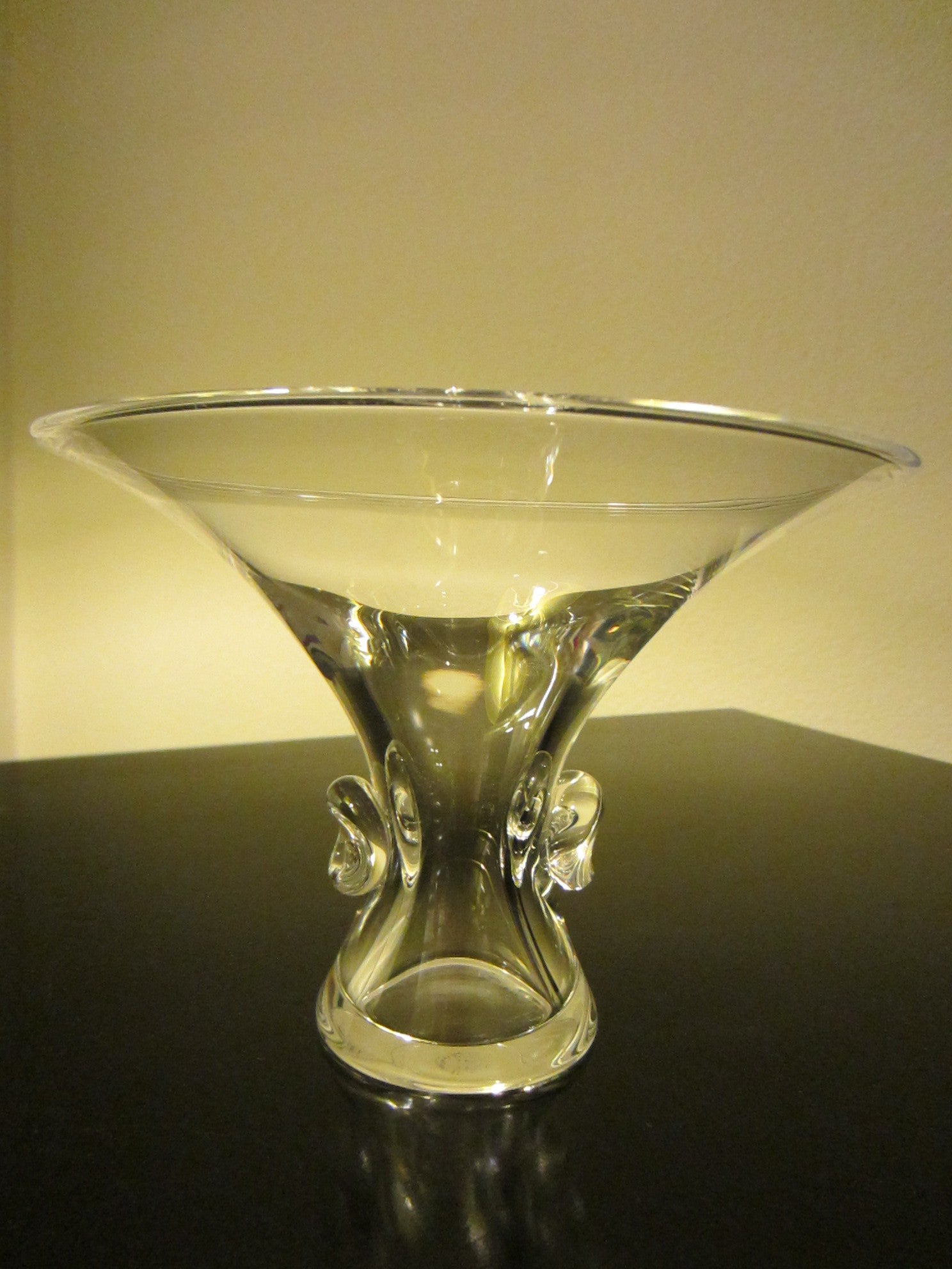 Steuben Stem Crystal Signed Bouquet Vase or Candy Dish - Designer Unique Finds 