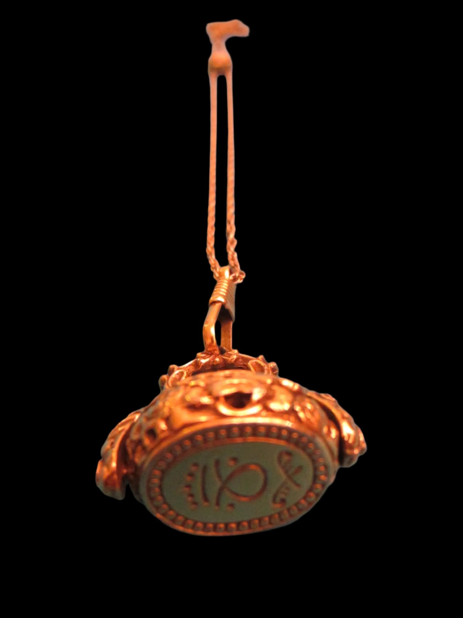 Sliding Chain Necklace Fob Cameo Seal Pendant - Designer Unique Finds 