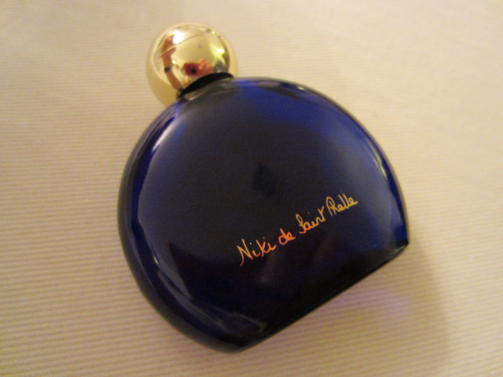 Niki de Saint Phalle Cobalt Glass Painted Perfume Bottles In Pair - Designer Unique Finds 