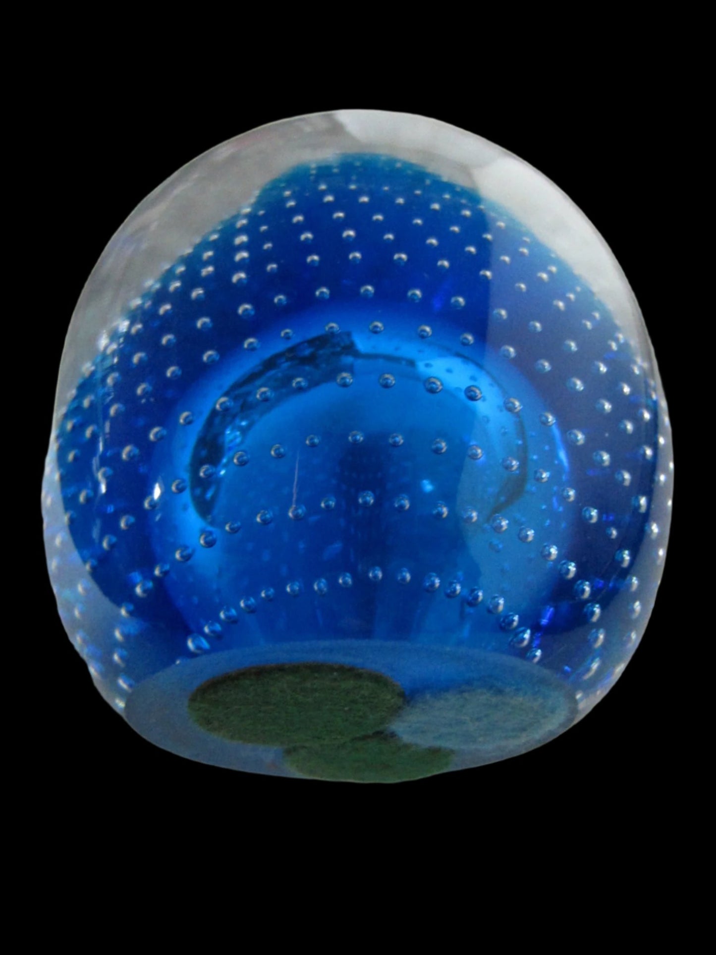 Thomas Webb Crystal Blue Bubbled Egg Paperweight - Designer Unique Finds 