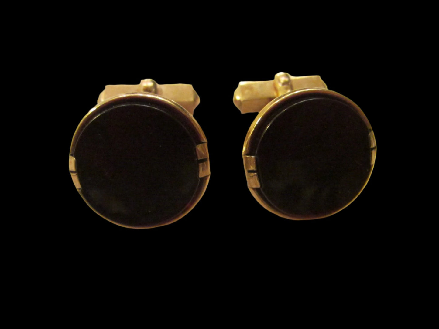 Swank Cuff Links Gold Plated Red Cabochon Glass - Designer Unique Finds 
 - 2