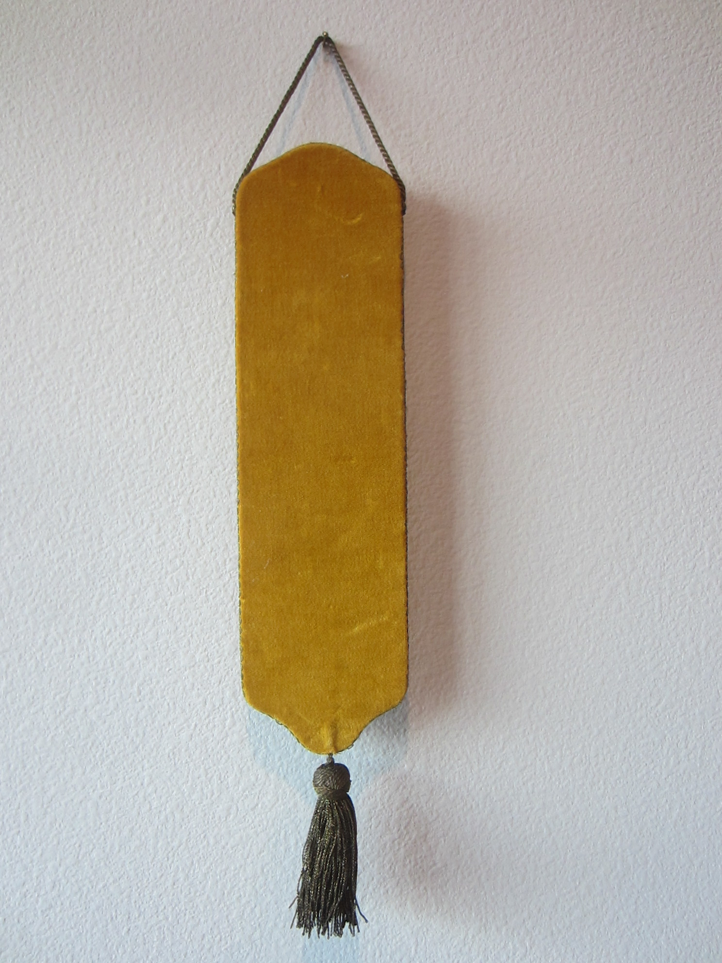 Golden Velvet Tassel Motif Hanging Accent Holds Brass Hooks