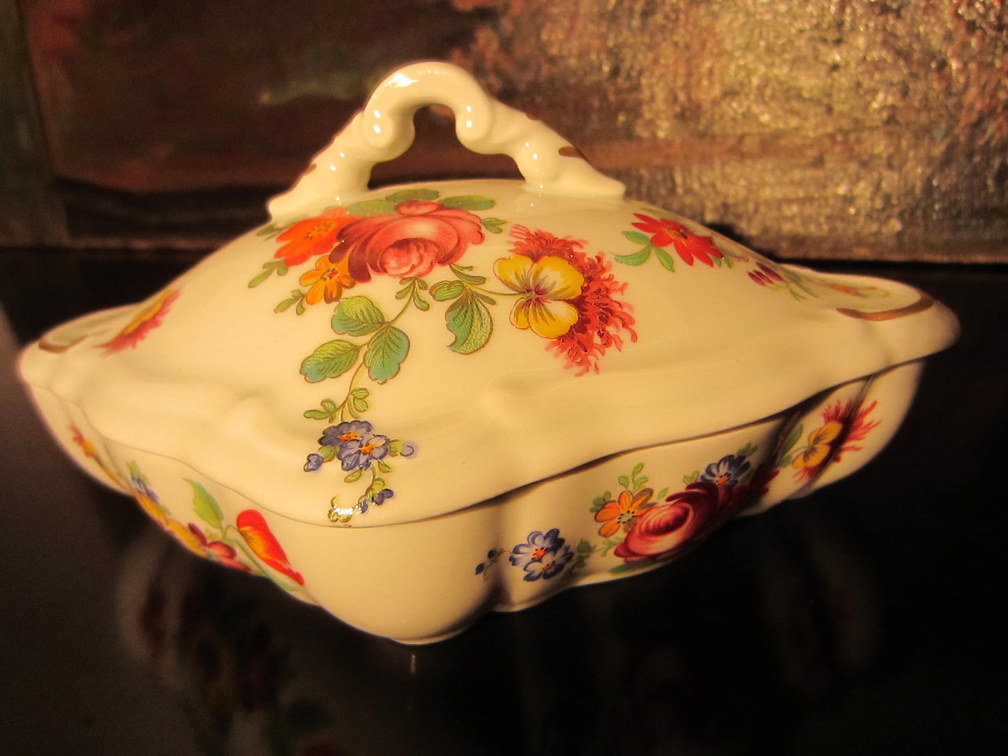 Romance Limoges France Porcelain Box Floral Decoration - Designer Unique Finds 
 - 3