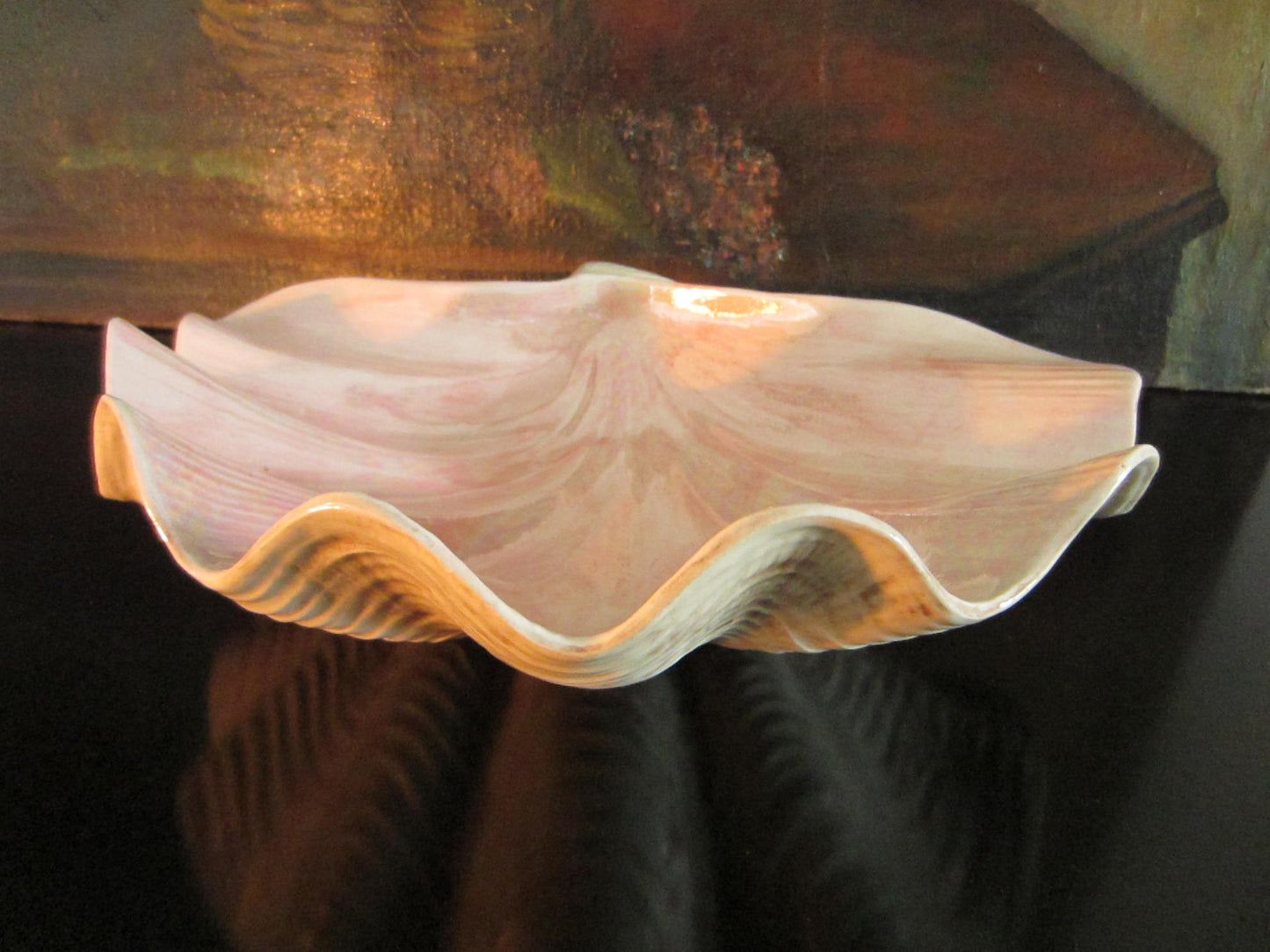 Swedish Ceramic Sea Shell Dish Iridescent Monogram IP - Designer Unique Finds 
 - 3