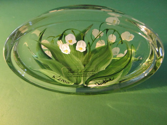 Christine Schneider Lily of The Valley Signed Paperweight Limited Edition Titled - Designer Unique Finds 