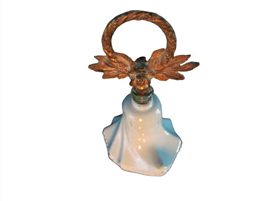 Blue Glass Perfume Bottle Decorative Bronze Stopper - Designer Unique Finds 
 - 1