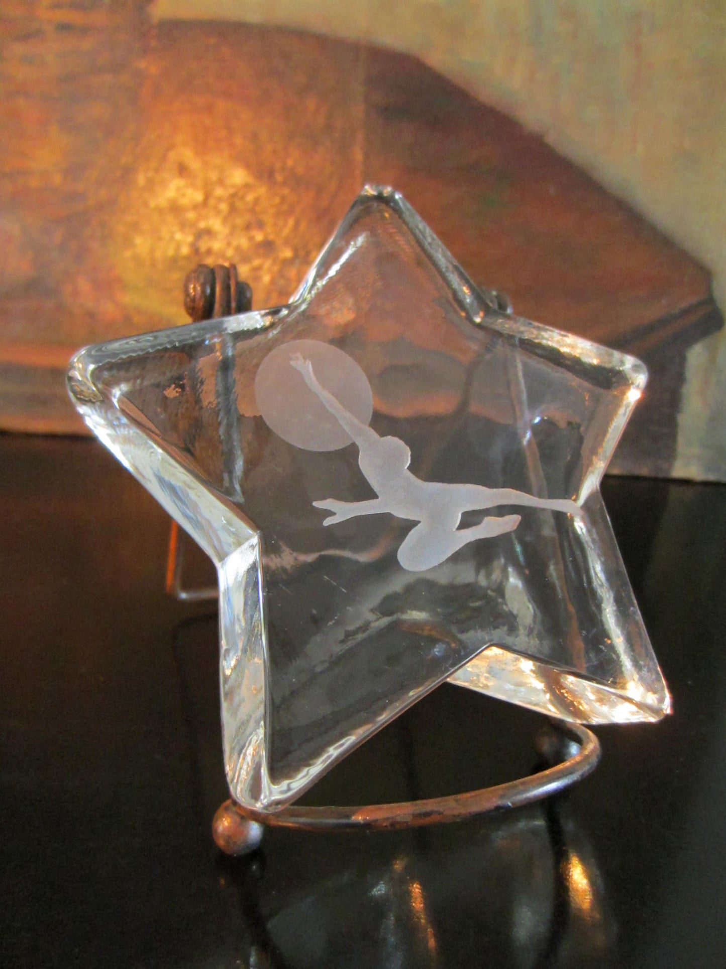 Star Glass Paperweight Reaching The Moon