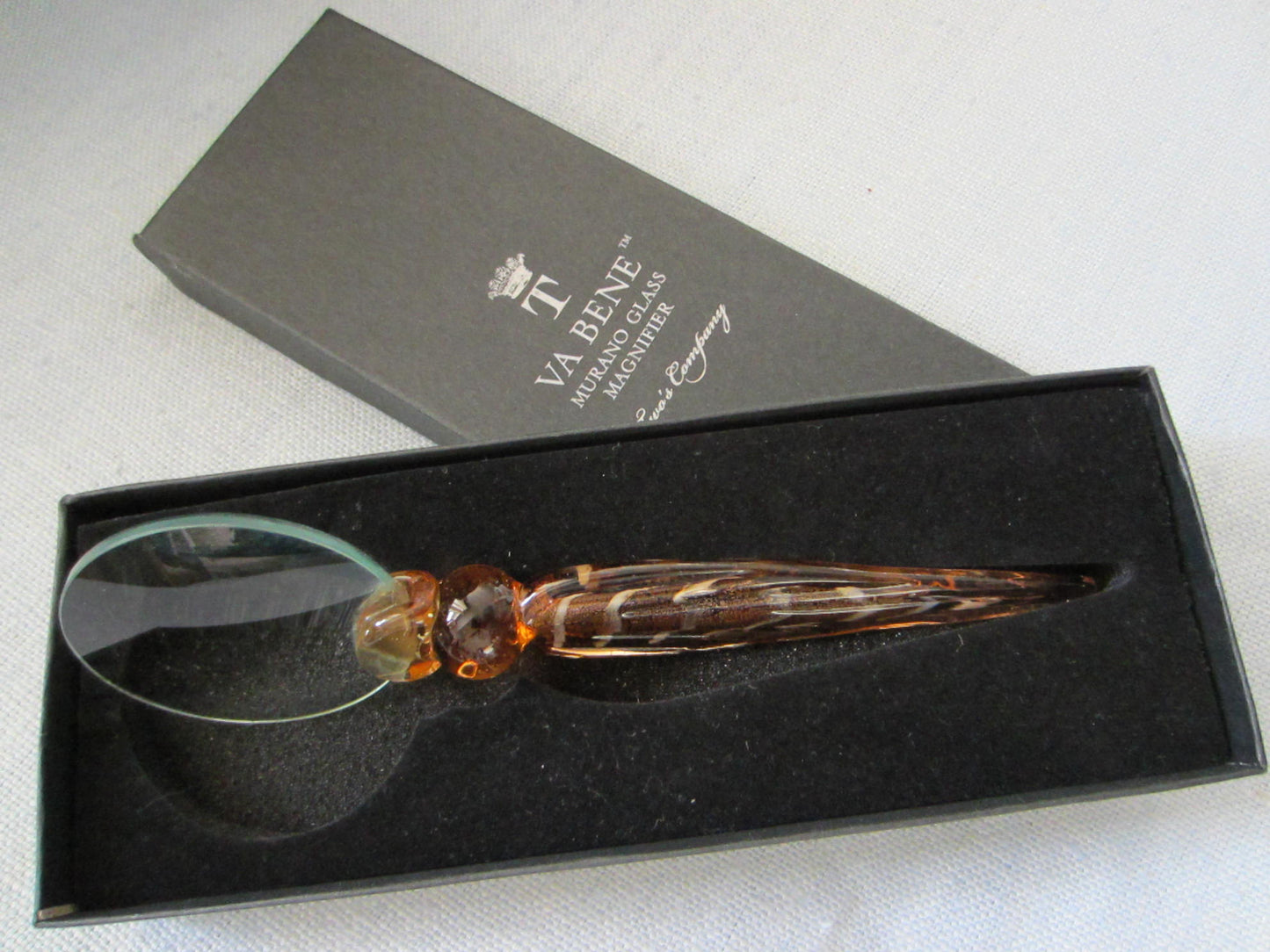 Murano Glass Magnifier Letter Opener Bookmark Iridescent Va Bene - Designer Unique Finds 