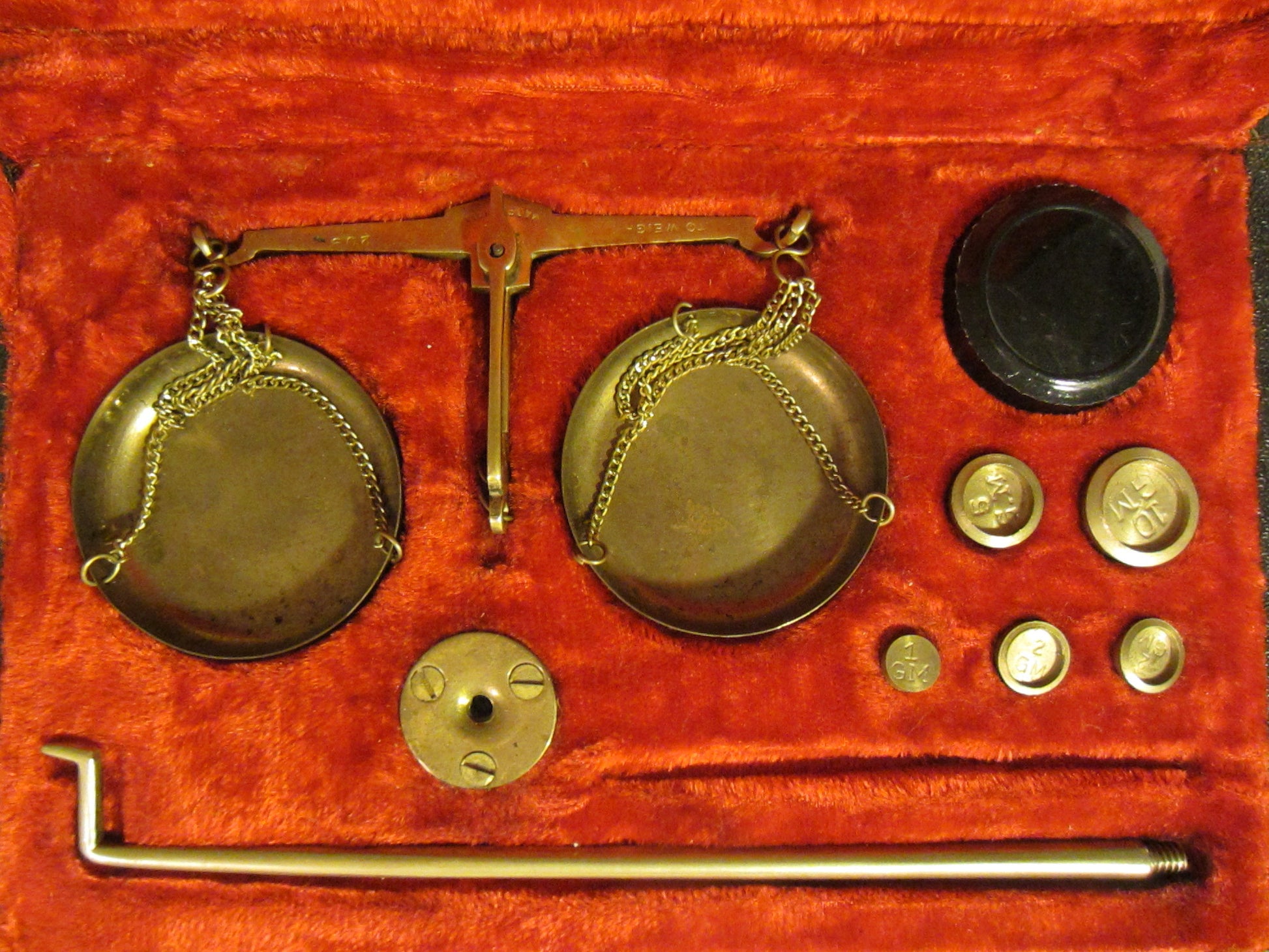 Black Case Traveling Jeweler Scale Brass Hardware - Designer Unique Finds 