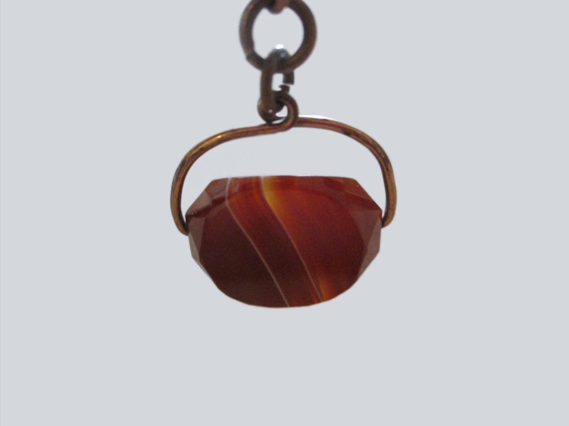 Victorian Watch Fob Chain Carnelian Agate Swivel Gem - Designer Unique Finds 