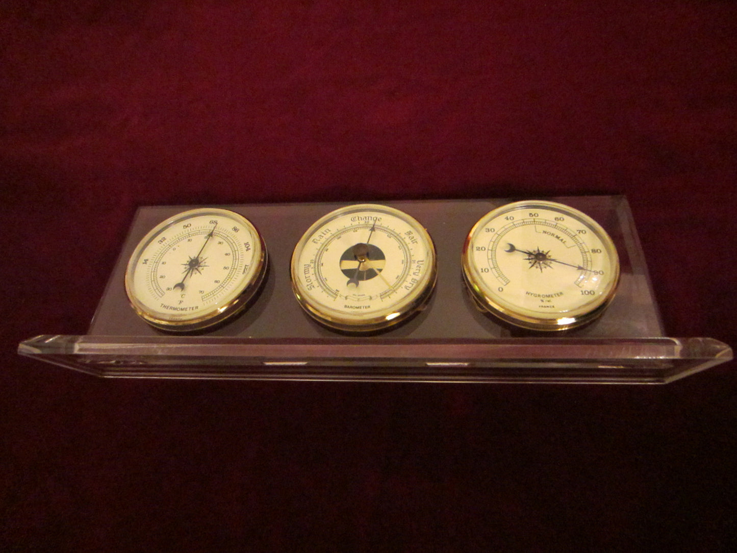 Lucite Millibars France Desktop Barometer Thermometer Hygrometer - Designer Unique Finds 
 - 8