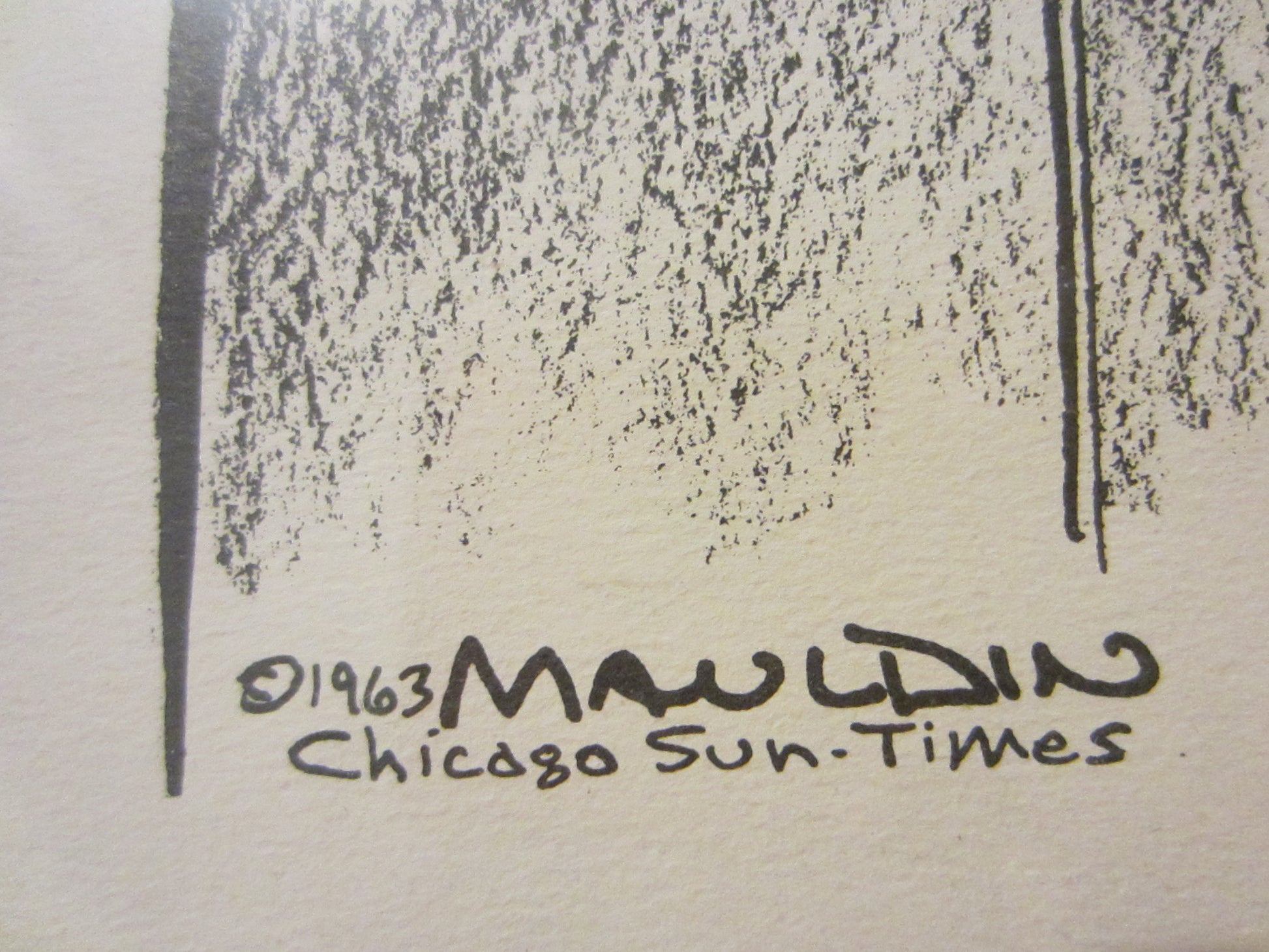 Mauldin Chicago Sun Mid Century Print President Lincoln Portrait Illustration - Designer Unique Finds 