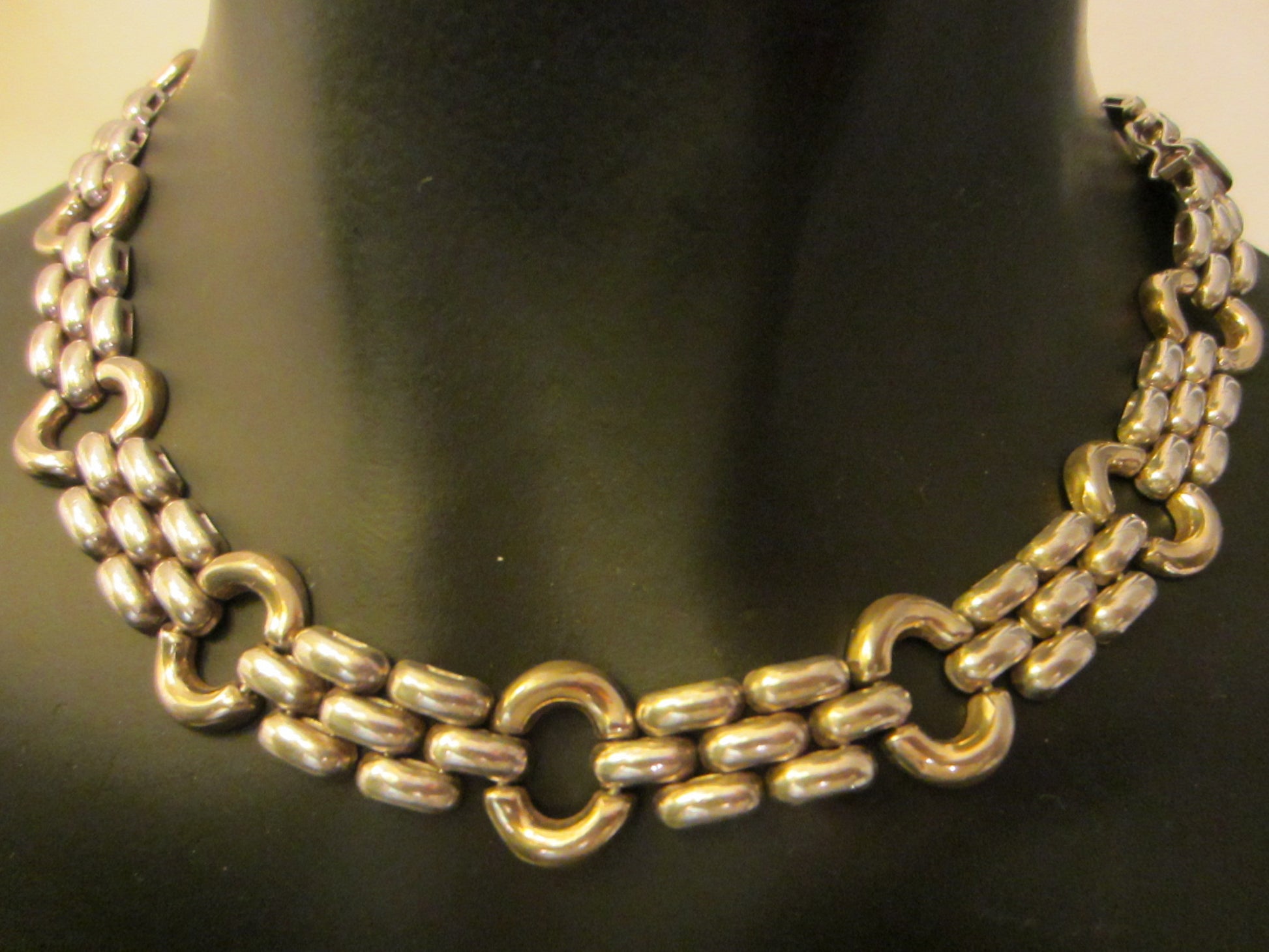 Italy Sterling Open Link Choker Necklace Brass Accent Decoration - Designer Unique Finds 
 - 1