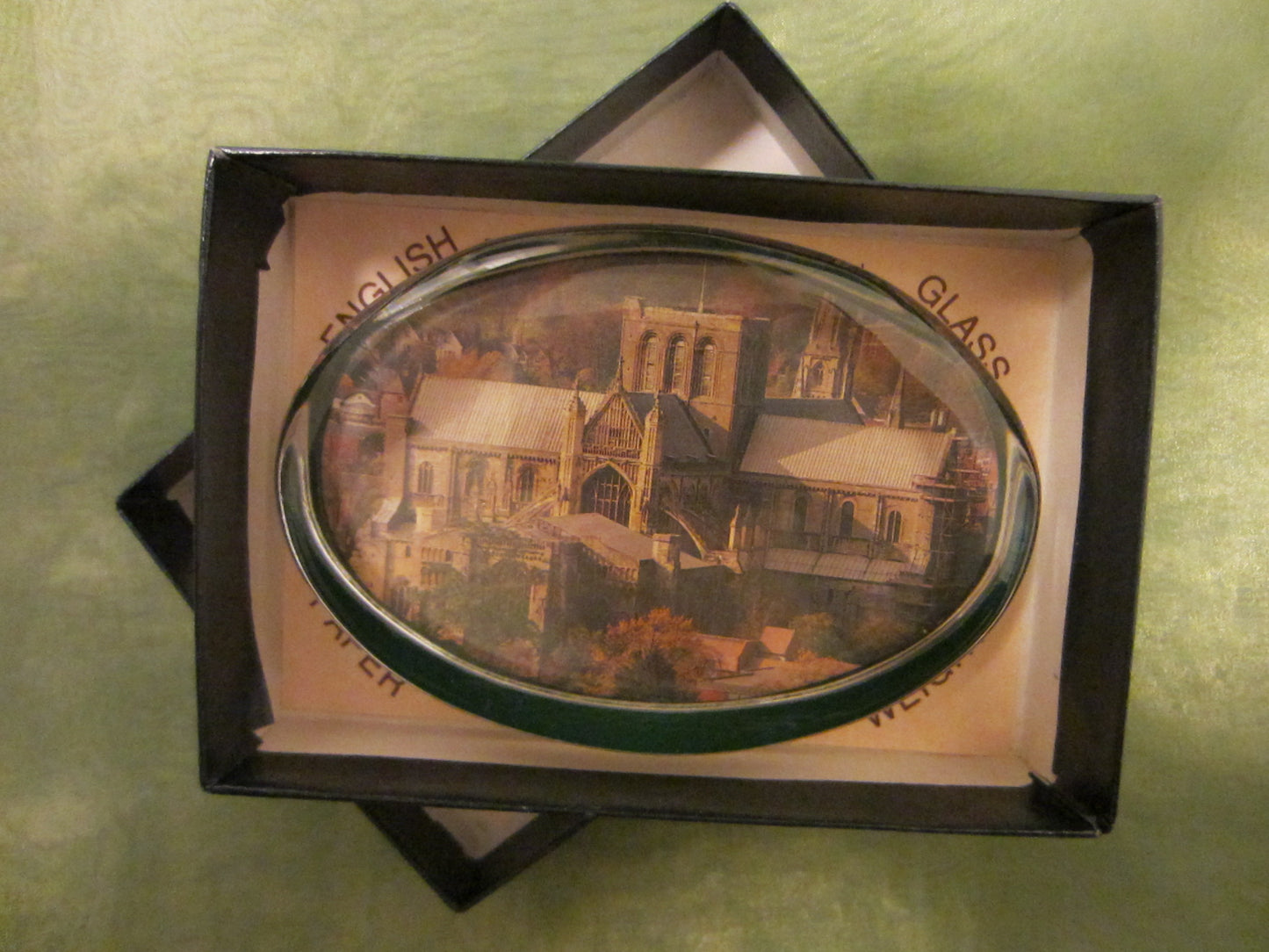 Winchester Cathedral English Glass Paperweight View From St Giles Hill