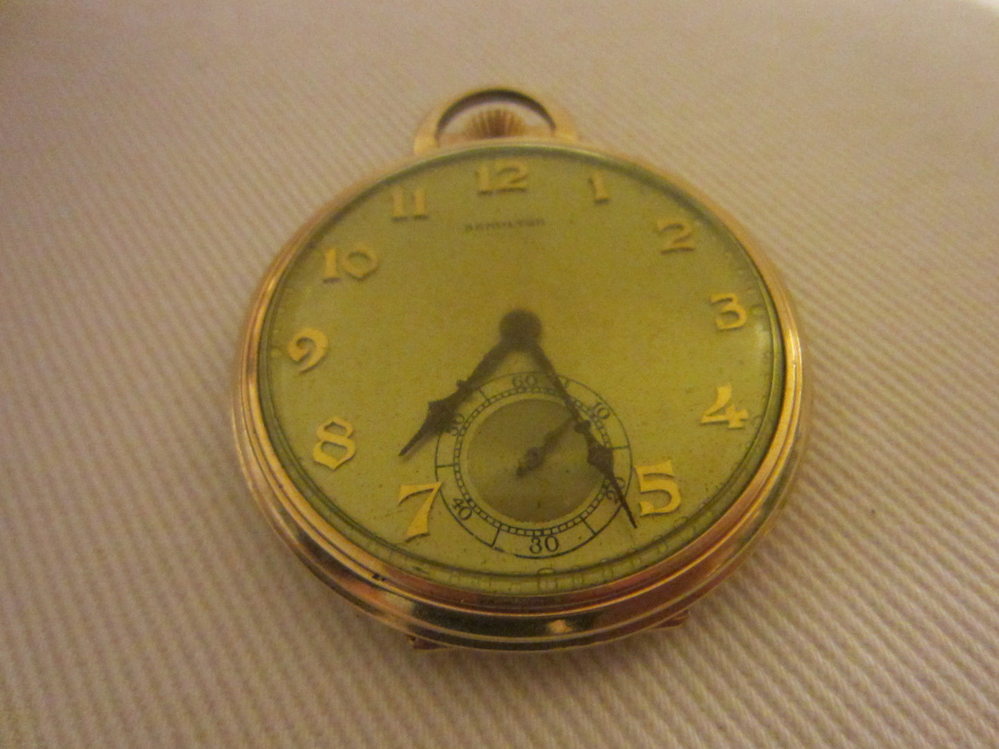 Hamilton Pocket Watch Wadsworth Case Gold Filled Scripted - Designer Unique Finds 