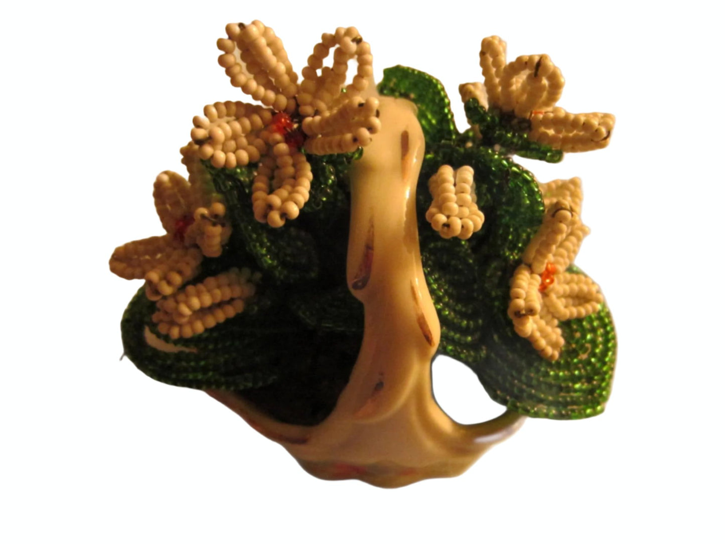 The Gilded Age Porcelain Flower Basket Beaded Planter - Designer Unique Finds 