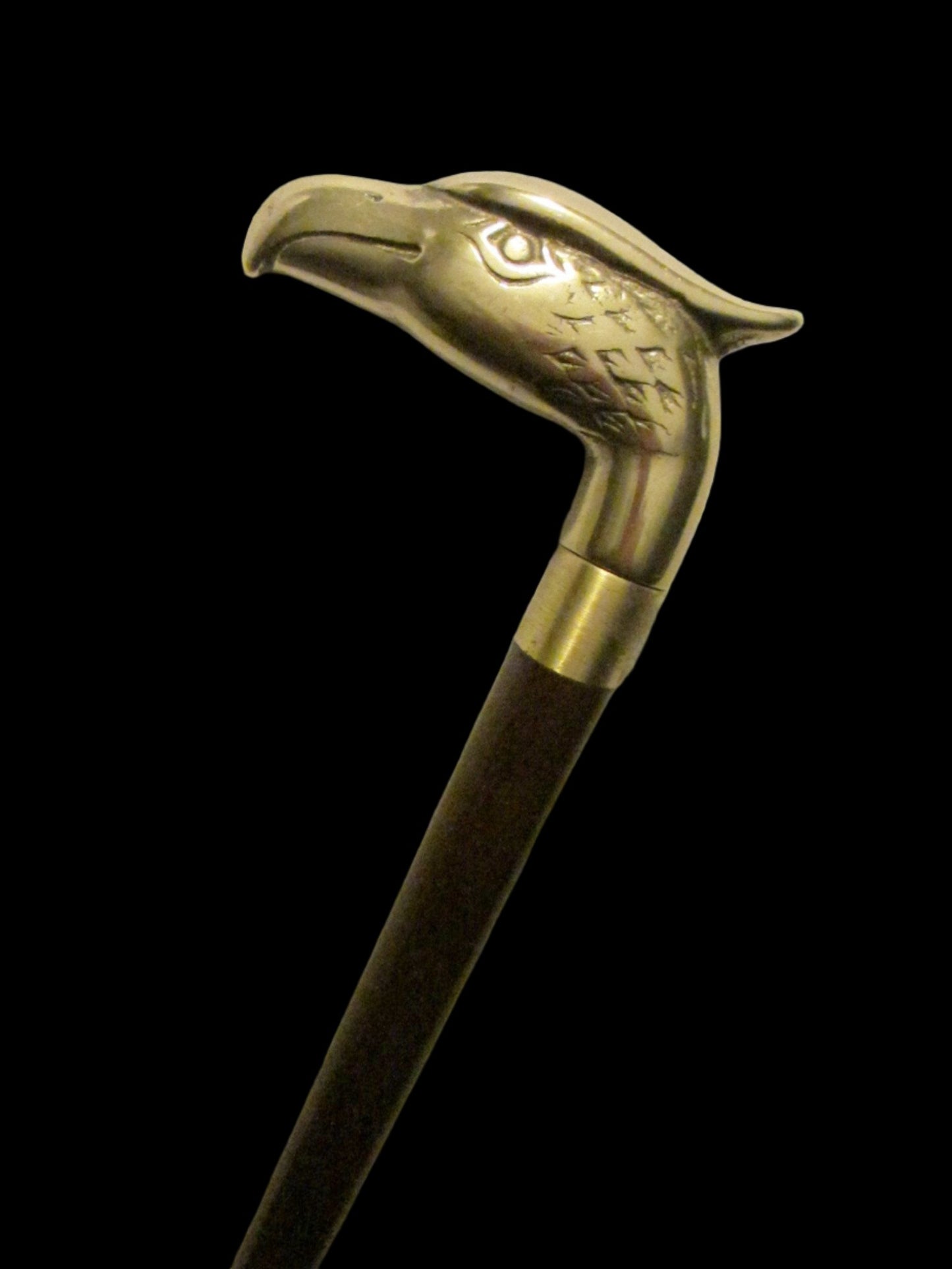 Bald Eagle Brass Head Handle Cane Mid Century Wood Walking Stick - Designer Unique Finds 
 - 5