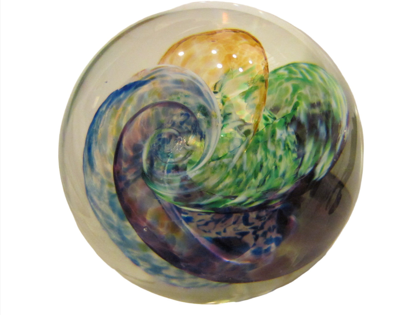 Selkirk Studio Glass Paperweight Hand Made in Scotland Signed - Designer Unique Finds 