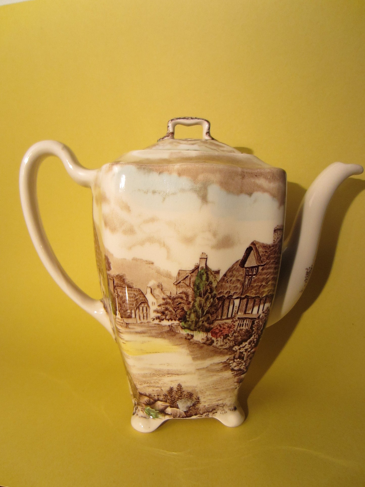 Olde English Countryside By Johnson Bros Hand Engraving Teapot - Designer Unique Finds 