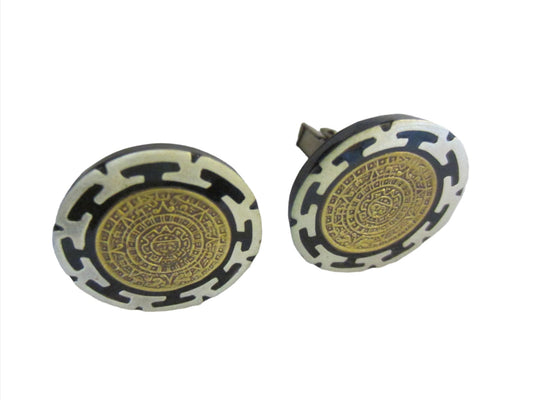 Minoan Phaistos Greek Revival Masonic Silver Cuff Links Hallmarked - Designer Unique Finds 