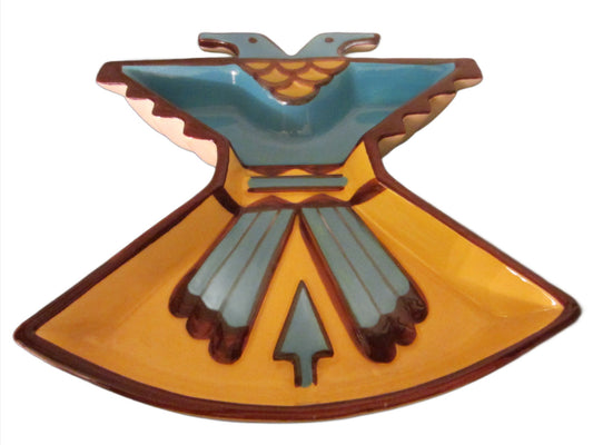 Sims Native American Thunderbird Glazed Ceramic Tray 