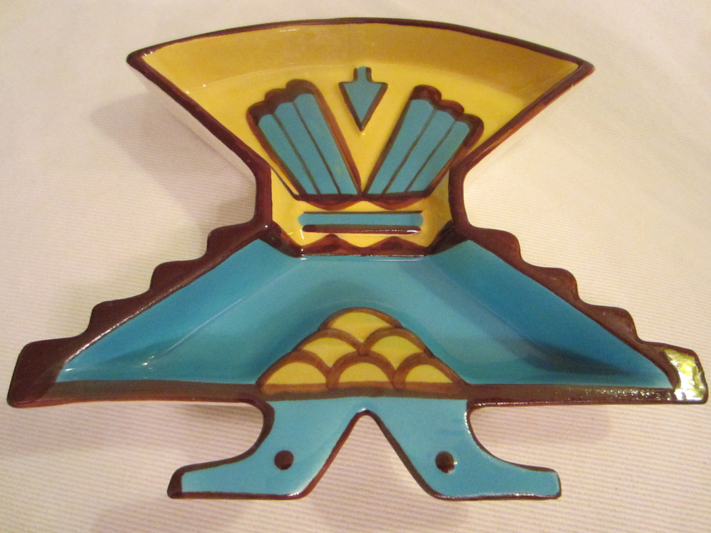 Sims Mid Century Ceramic Native American Thunderbird Pin Dish - Designer Unique Finds 